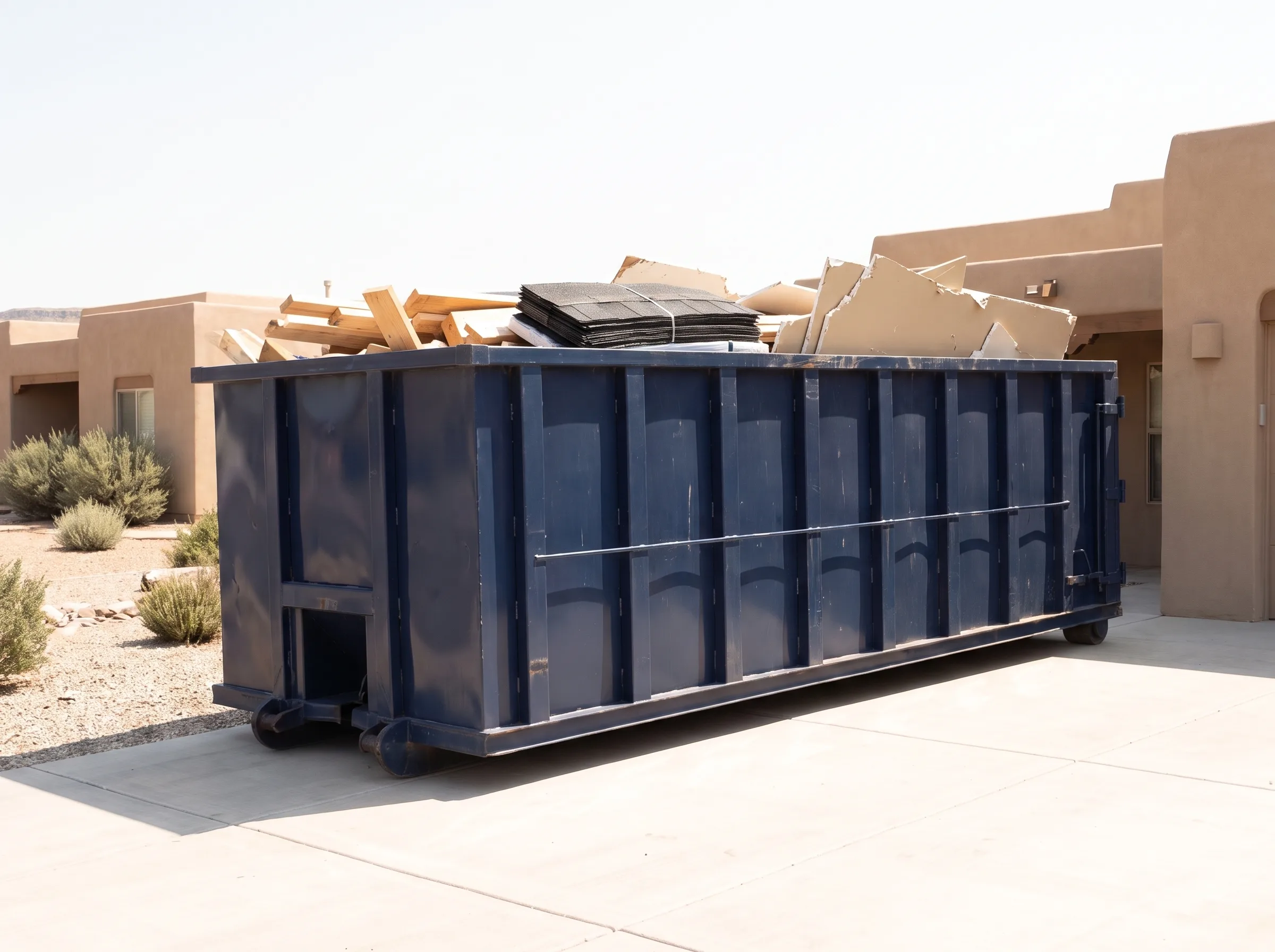 Roll-off dumpster being loaded in Maricopa County, AZ